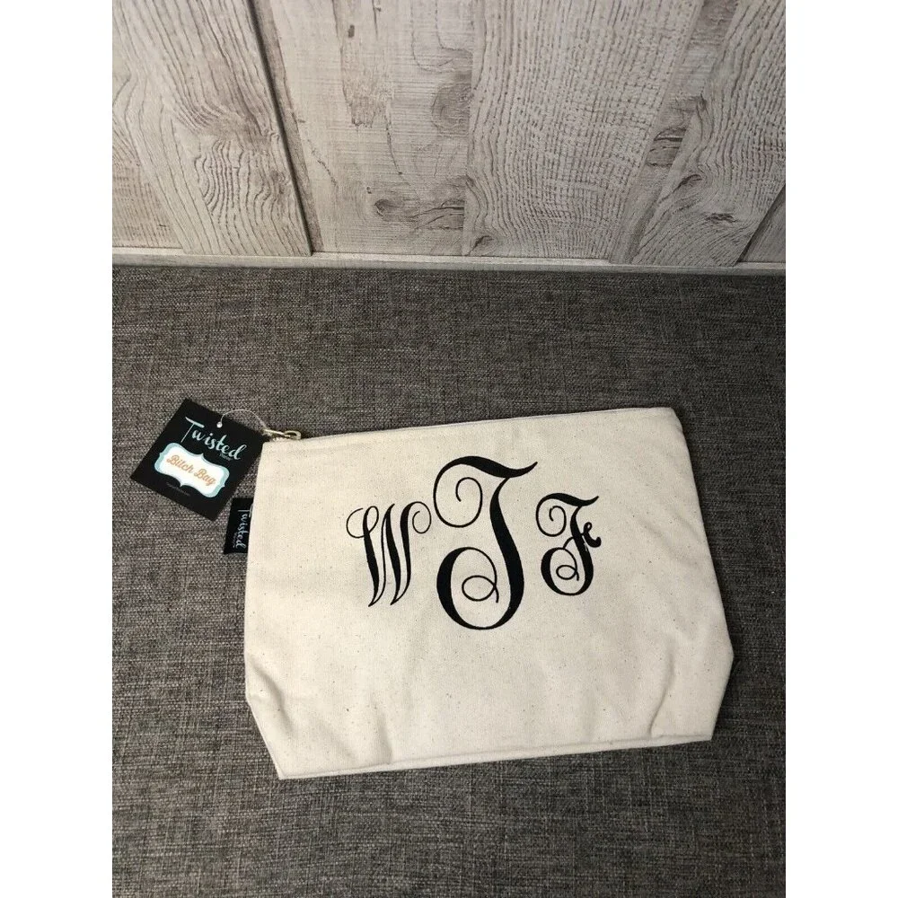 Twisted Wares WTF Bag Makeup Cosmetic Pencil Zippered Canvas Bag